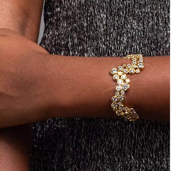 Alexis Bittar Asterales 14K-Gold-Plated & Cubic Zirconia Wave Cuff Bracelet - Picture 1 of 5